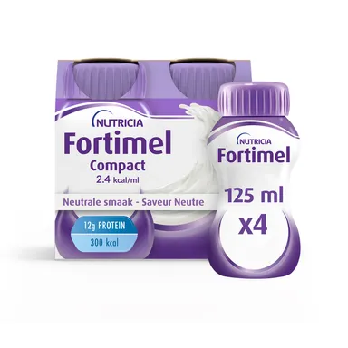 Fortimel Compact 2.4kcal Neutralsmaak Voedingssupplement Ondervoeding Flessen 4x125ml