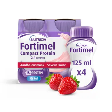 Fortimel Compact Protein Arôme Fraise Complément Nutritionnel Dénutrition Bouteilles 4x125ml