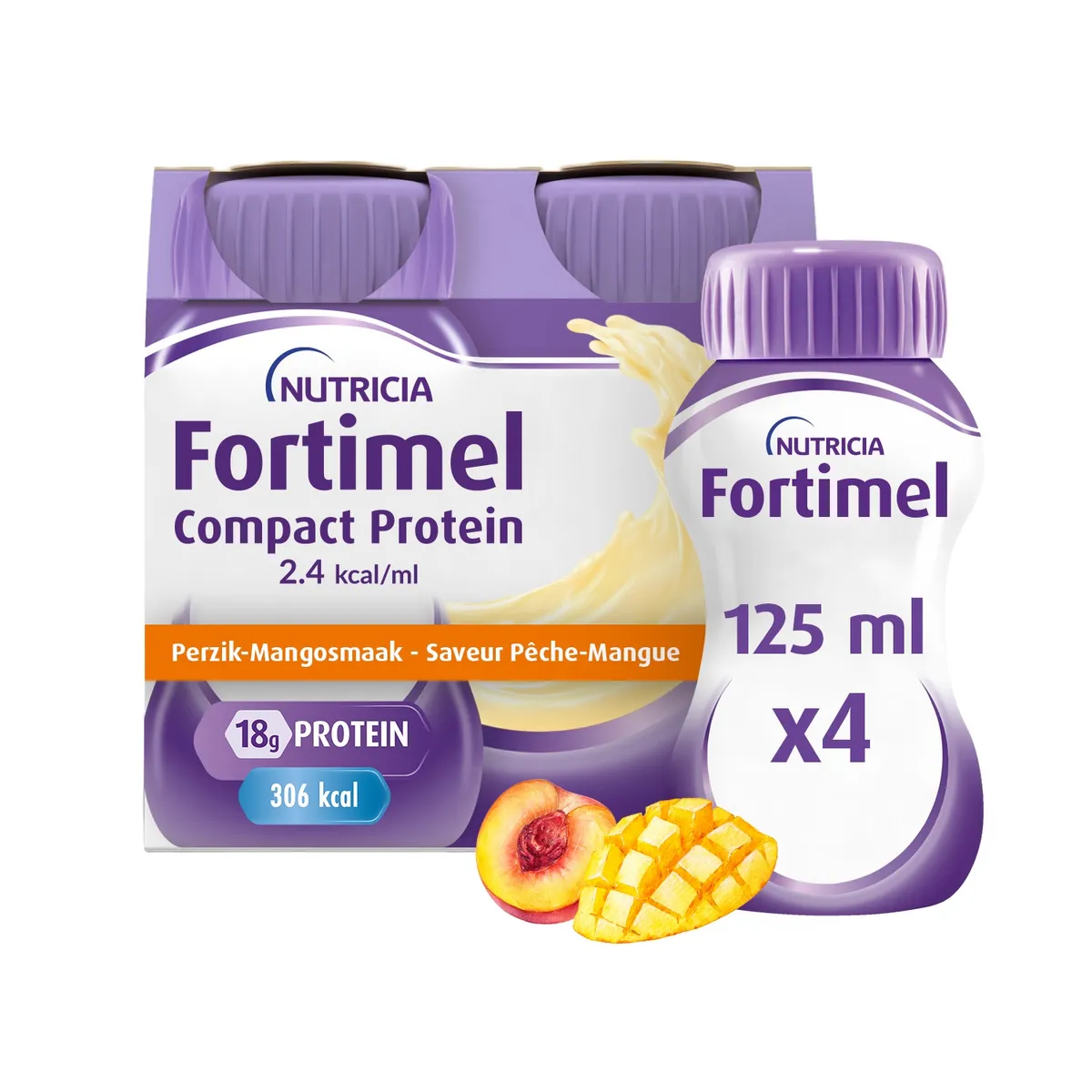 Fortimel Compact Protein 2,4Kcal Perzik Mango 4x125ml