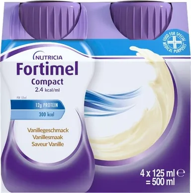 Fortimel Compact 2.4kcal Arôme Vanille Complément Nutritionnel Dénutrition Bouteilles 4x125ml