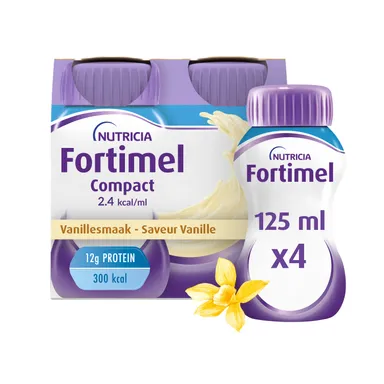 Fortimel Compact 2.4kcal Arôme Vanille Complément Nutritionnel Dénutrition Bouteilles 4x125ml