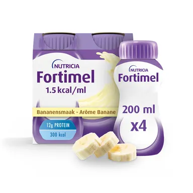 Fortimel 1.5kcal Banaansmaak Voedingssupplement Ondervoeding Flessen 4x200ml