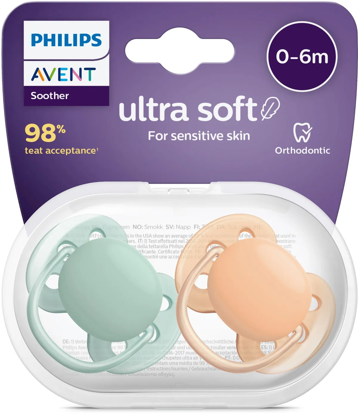 Philips Avent Sucette Air Soft +0 Mois Cognac Vert