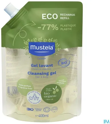 Mustela Reinigingsgel Lichaam Haar Bio Eco Navulling 400 ml