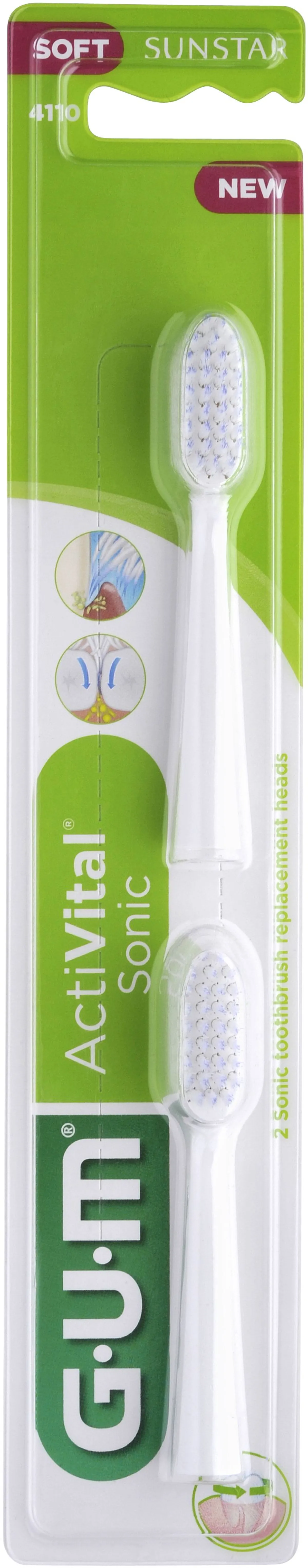 Gum Recharge Tête Brosse à Dents Sonic Daily 2 Têtes Blanches