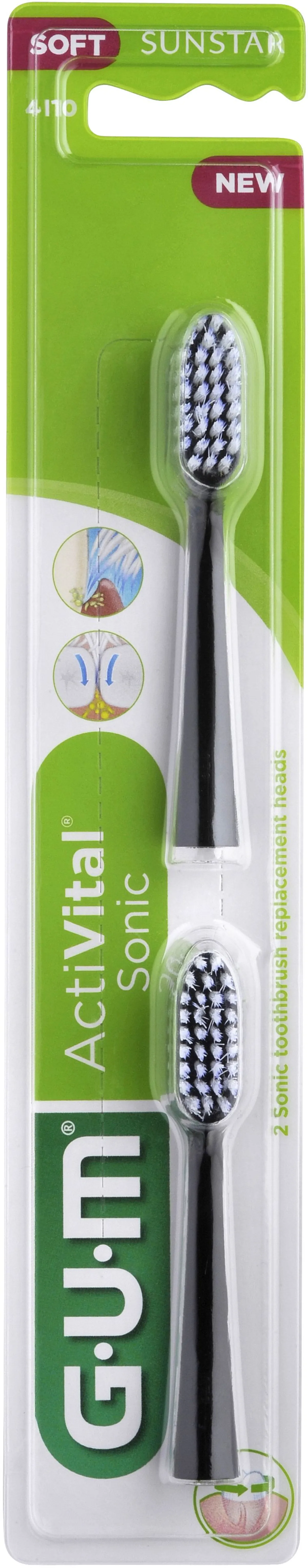 GUM Recharge Tête Brosse à Dents Electrique Sonic Daily Pile