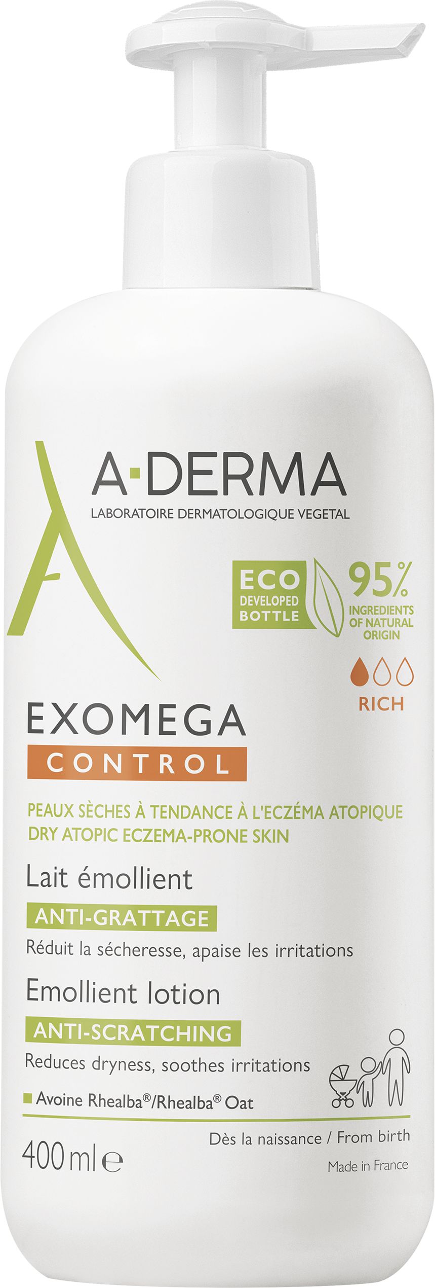 A-Derma Exomega Control Emolliërende Melk Anti-Jeuk 400Ml - A-Derma