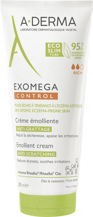 A-Derma Exomega Control Emolliërende Crème Anti-Jeuk 200Ml