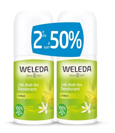 Weleda Deodorant Roll-On Citroen 24u 2 x 50 ml (2de -50%)