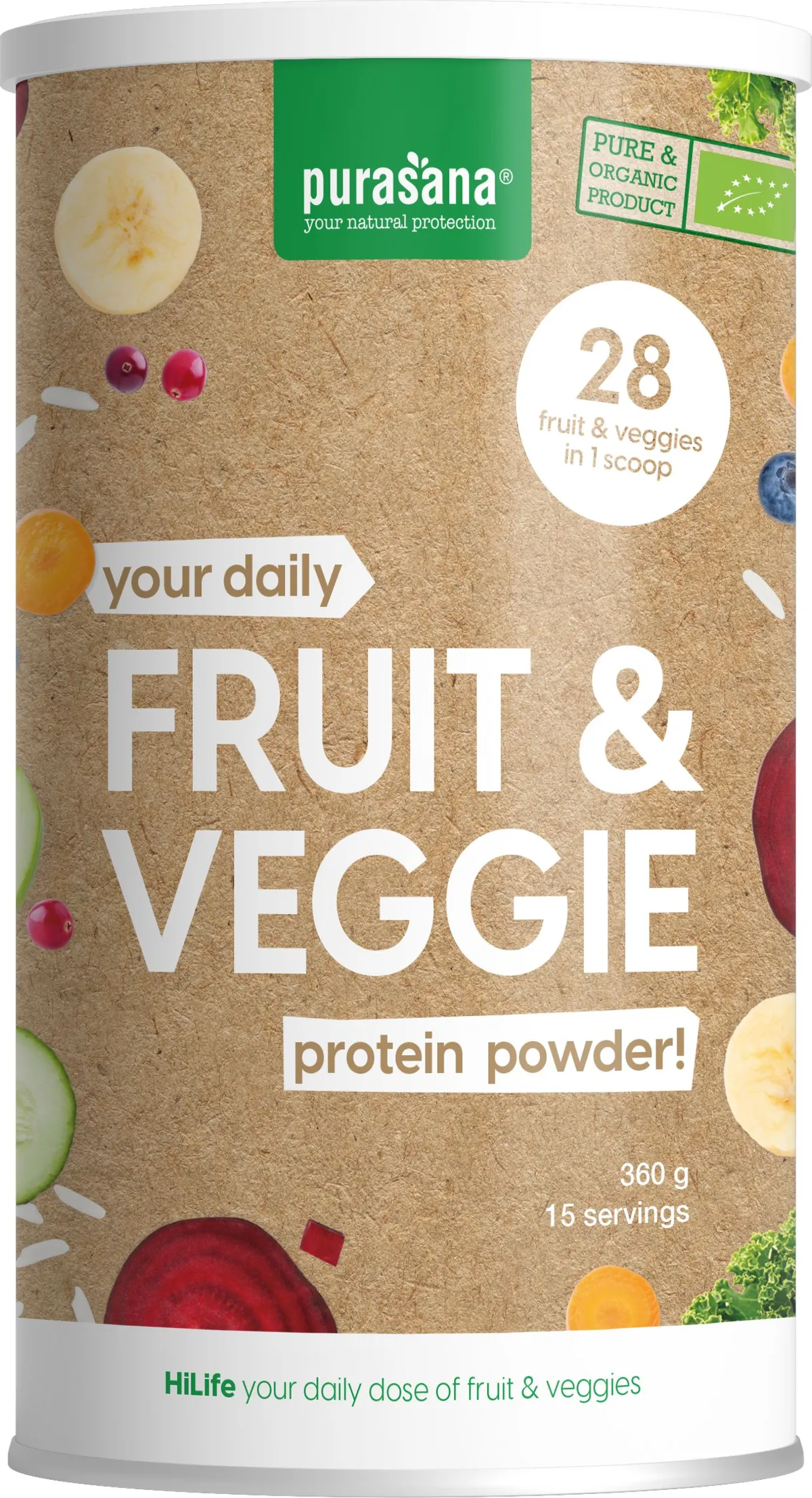 Purasana Eiwitten Fruit & Veggie Poeder 360 g