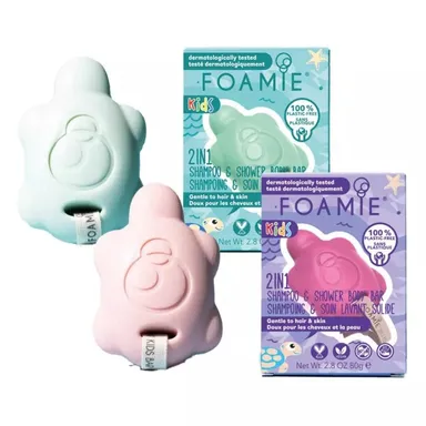 Foamie Kids 2-in-1 Vaste Reinigende Shampoo & Verzorging Turtelly Cute 80 g
