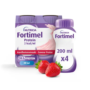 Fortimel Protein 2 Kcal Aardbei 4 x 200 ml