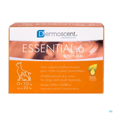 Dermoscent Essential 6 Spot-On Hond 1-10 kg 4x0,6 ml