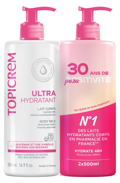 Topicrem Ultra Hydra Lichaam 500ml + Navulling 500ml (2de product aan - 40%)