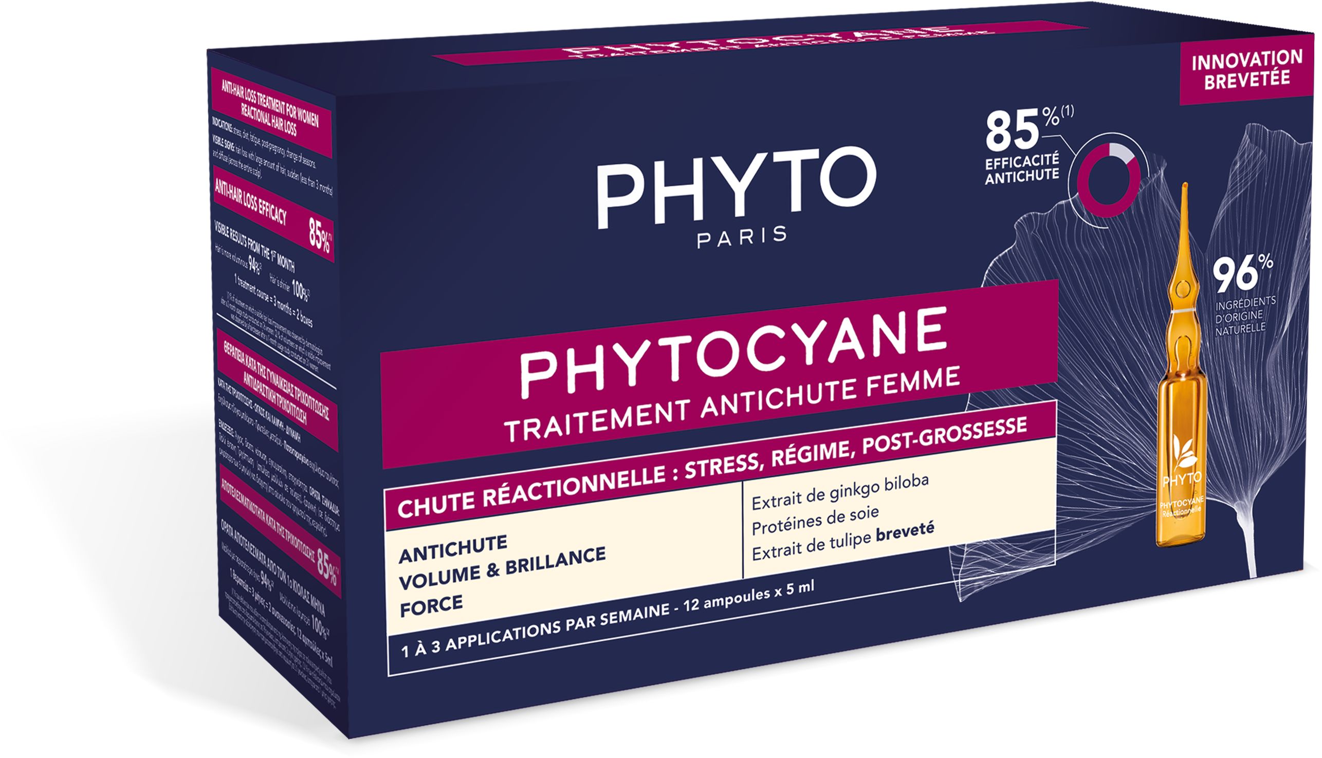 Phytocyane behandeling tegen reactieve haaruitval vrouw ampullen 12x5 ml - PHYTO