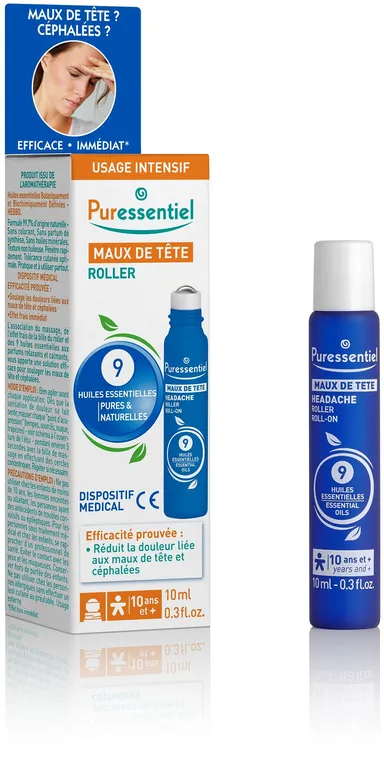 Puressentiel Maux Tete Roller 9 Huiles Essentielles 10ml