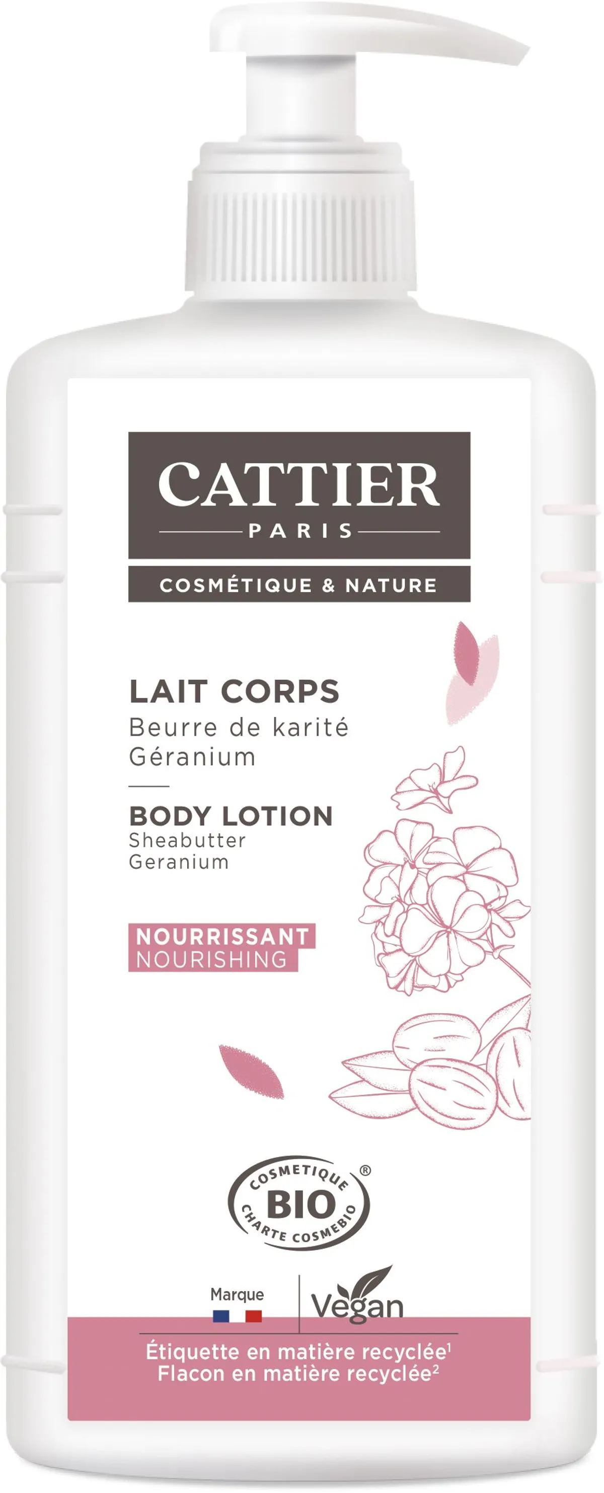 Cattier Lotion Corps Beurre Karité Géranium Bio 500ml
