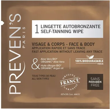 Preven's Lingette Autobronzante 1 Pièce