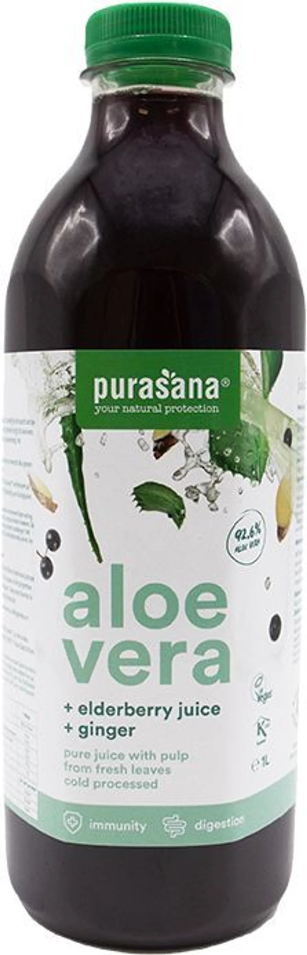 Purasana Aloë Vera Sap Elderberry Ginger 1 L