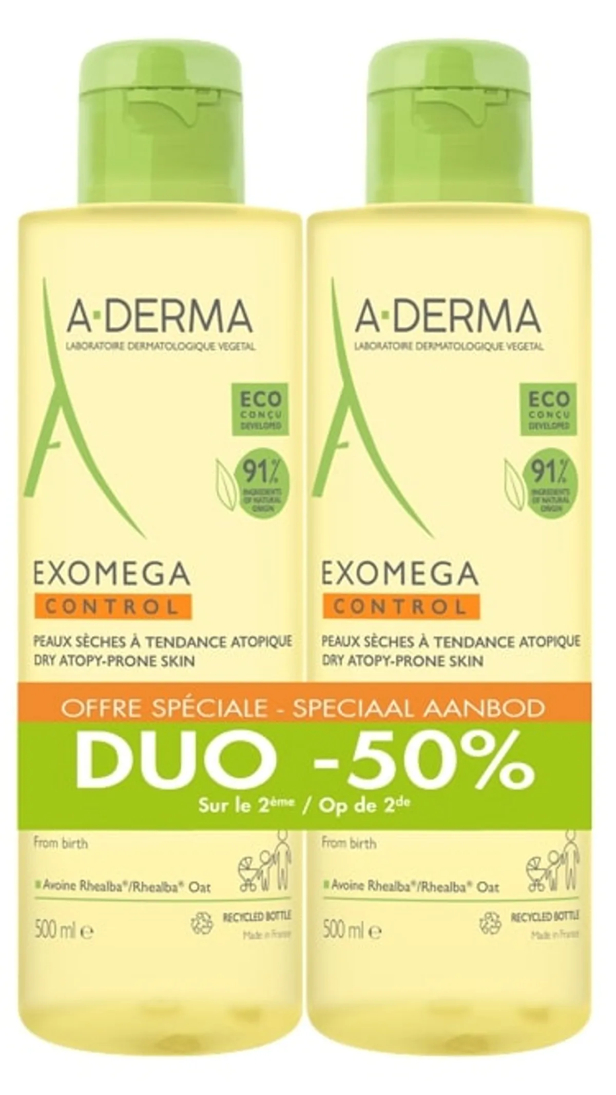 A-Derma Exomega Control Reinigingsolie 2 x 500 ml (2de aan -50%)