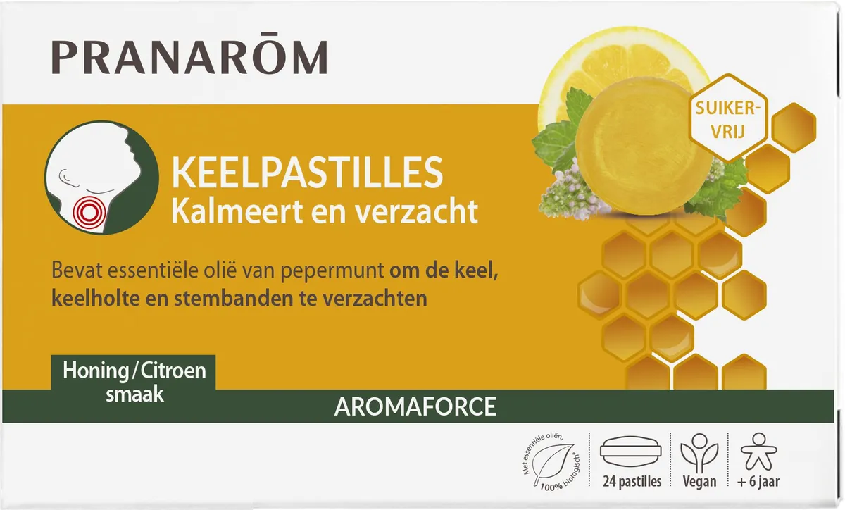 Pranarôm Aromaforce Keelpastilles Honing-Citroen 24 Pastilles