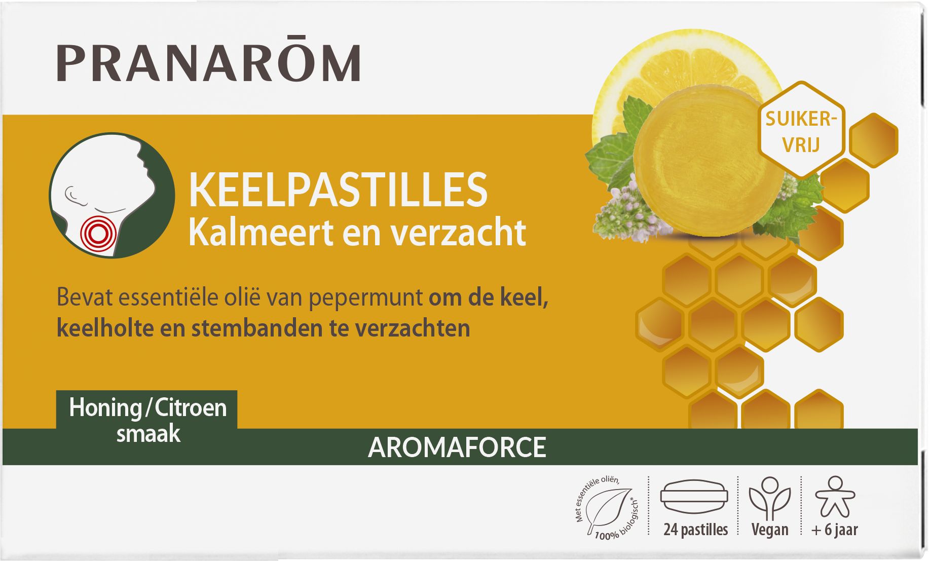 Pranarôm Aromaforce Keelpastilles Honing-Citroen 24 Pastilles