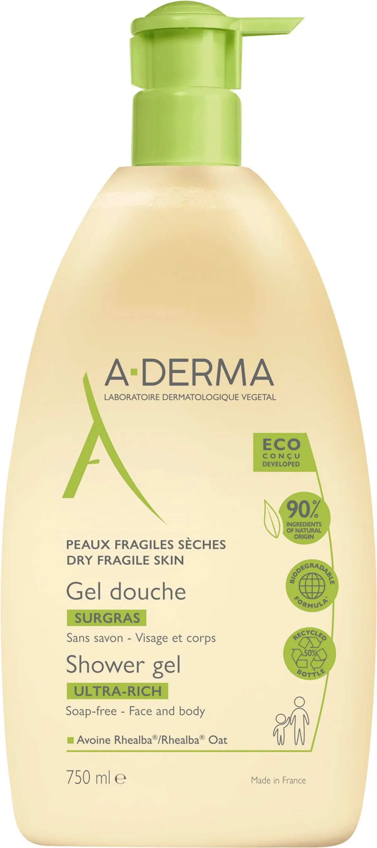 A-Derma Indispensables Gel Douche Surgras 750Ml