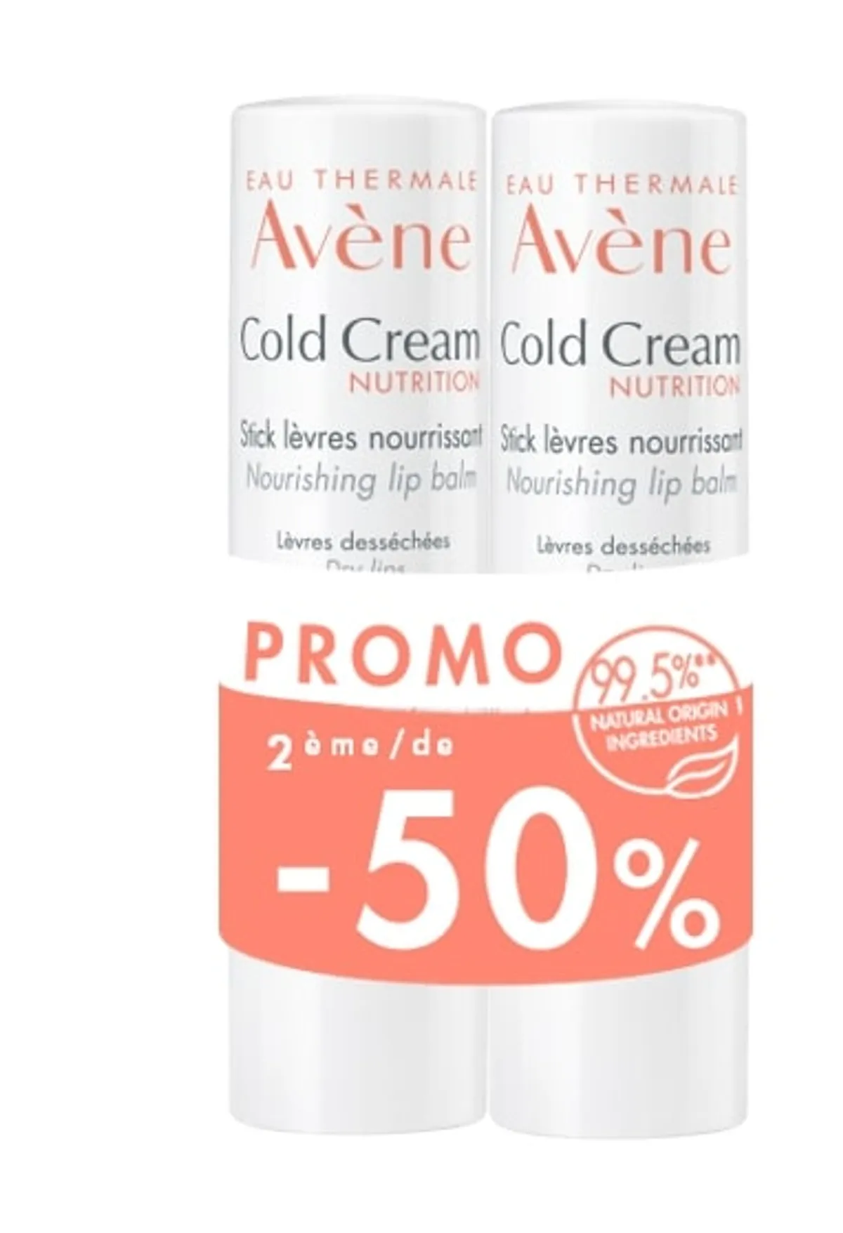 Avène Cold Cream Stick Lèvres Nourrissant Duo 2x4g (2ème produit à - 50%)