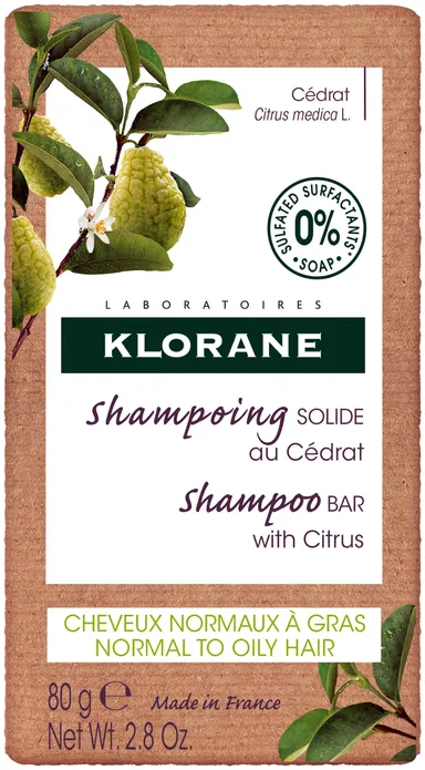 Klorane Cédrat Shampooing Solide Vitalité Enegie & Légèreté 80G