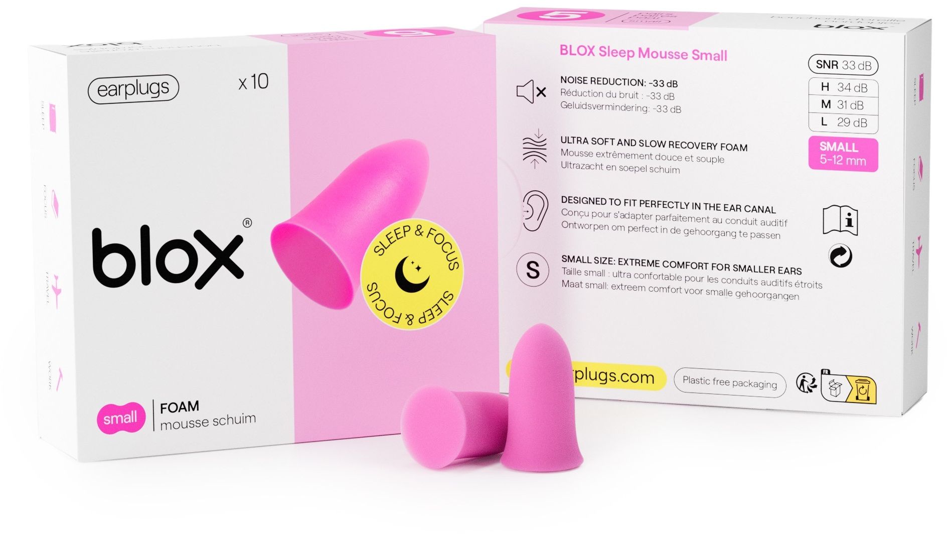 Blox Sleep Schuimrubber Small Roze 5 Paar - Blox