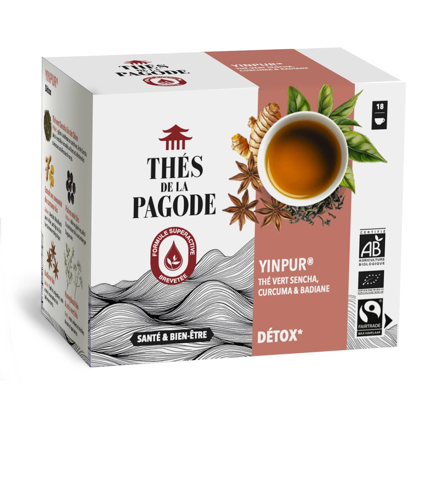 Thés De La Pagode Biologische Groene Thee Yinpur Detox 18 Zakjes - Thés de la Pagode