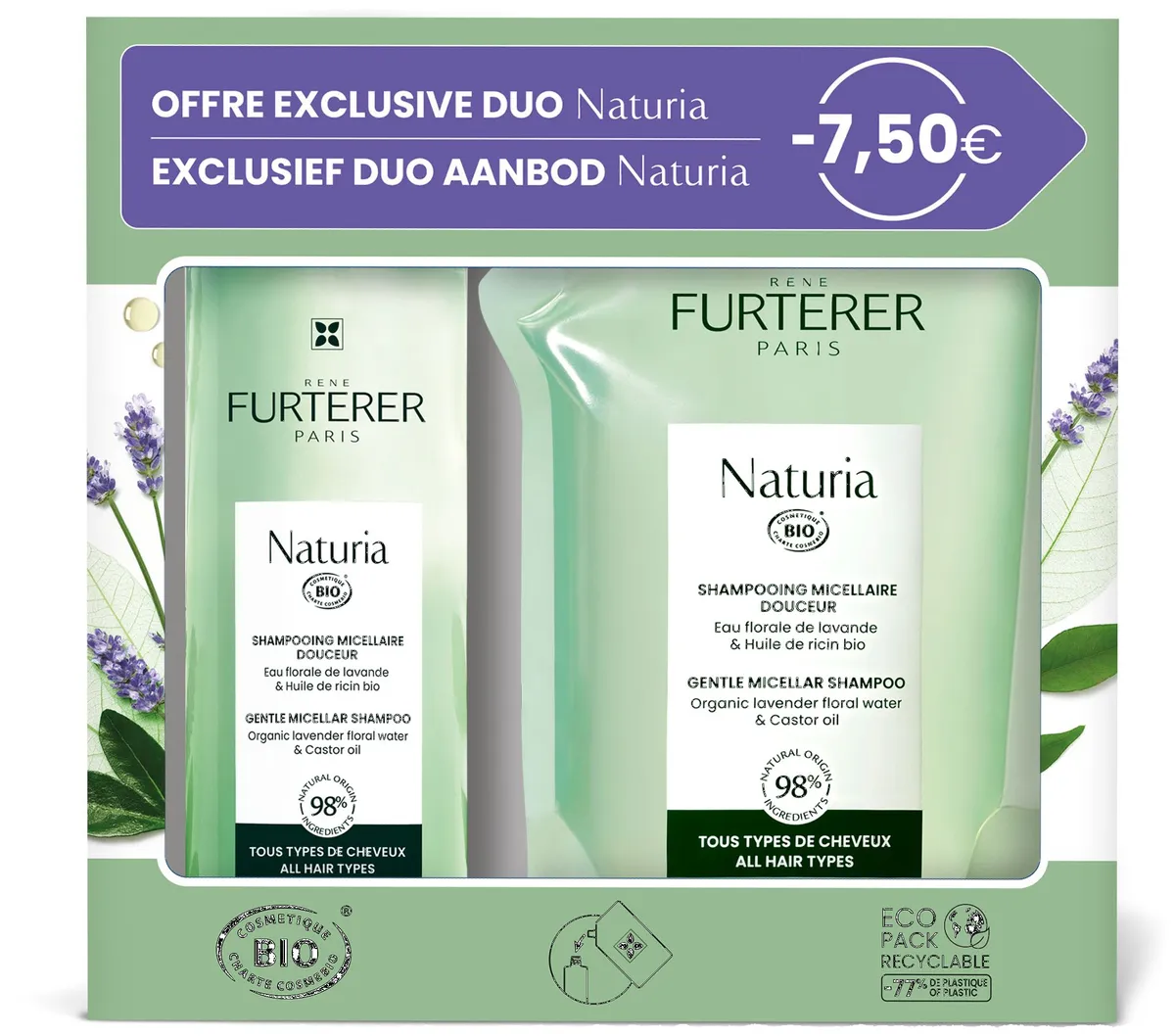Furterer Naturia Micellaire Shampoo 400 ml + Navulling 400 ml