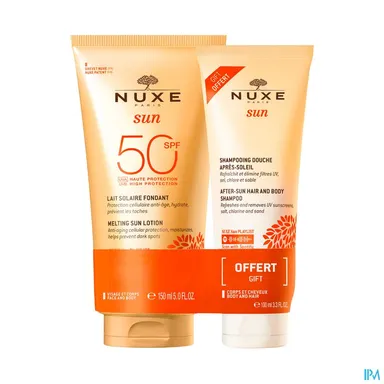 Nuxe Duo Smeltende Melk SPF50 150 ml + Aftersun Doucheshampoo 100 ml