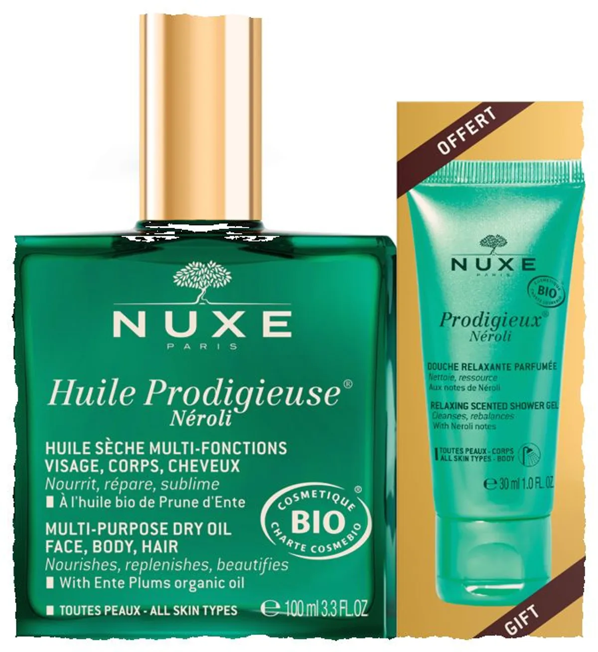 Nuxe Huile Prodigieuse Neroli Bio Spray 100ml + Gel Douche Neroli 30ml