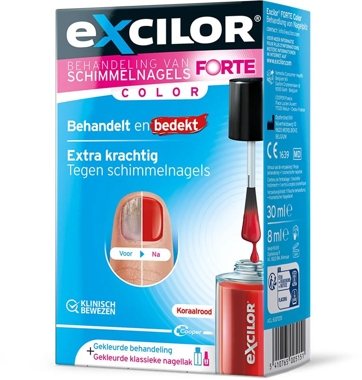 Excilor FORTE Color Red Schimmelnagel 30 ml + Nagellak 8 ml