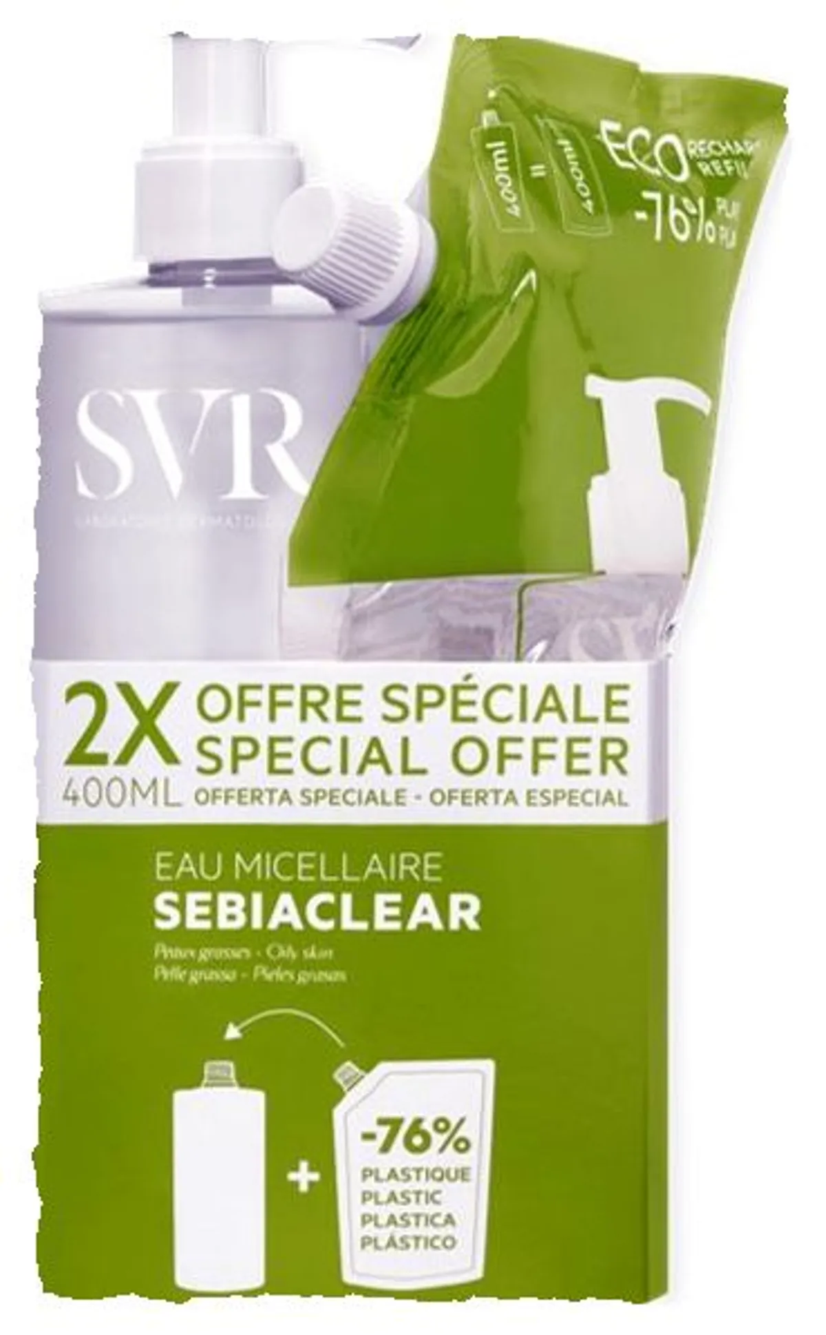 SVR Sebiaclear Eau Micellaire 400ml + Recharge 400ml