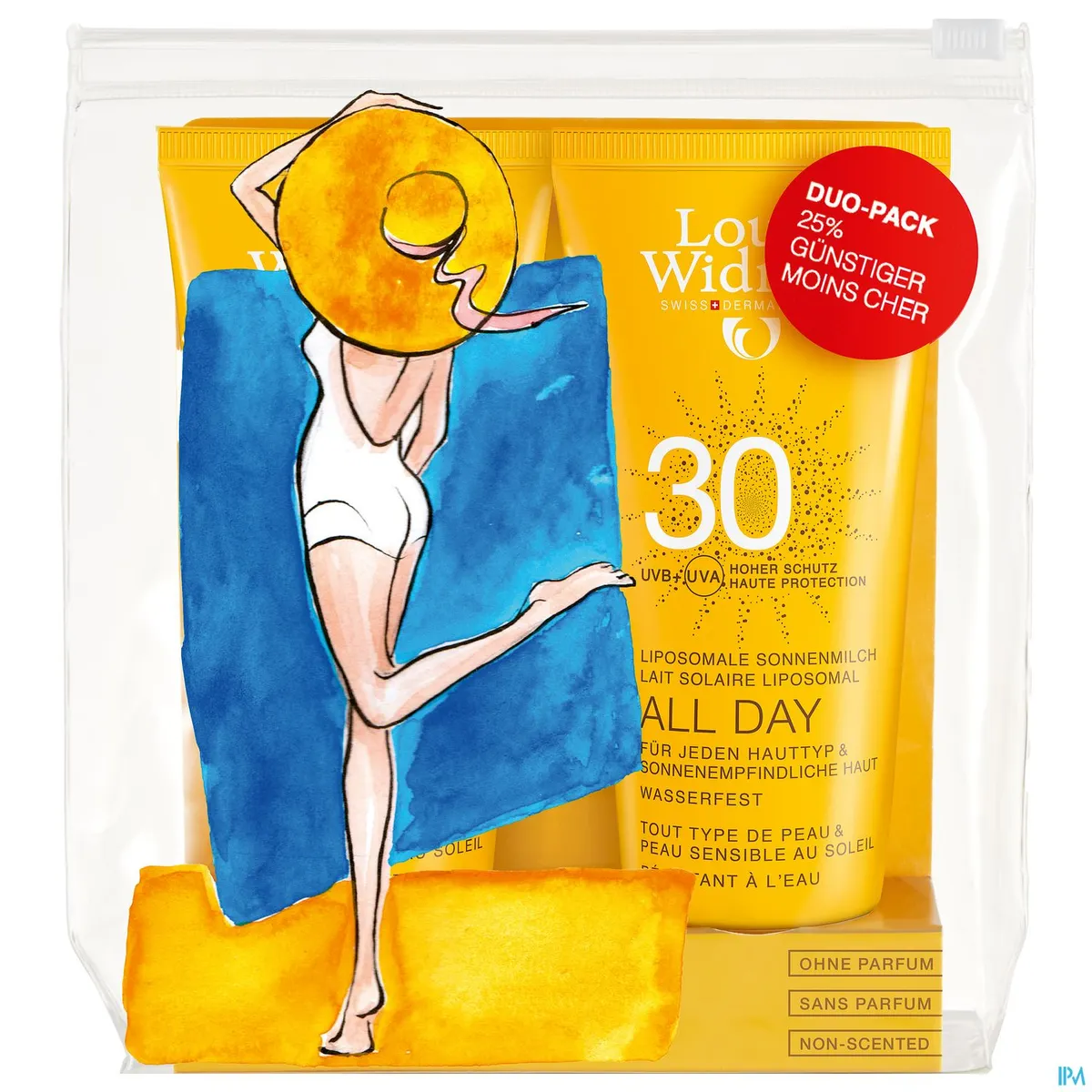 Louis Widmer All Day Crème Solaire IP30 Duo Sans Parfum 2x100ml