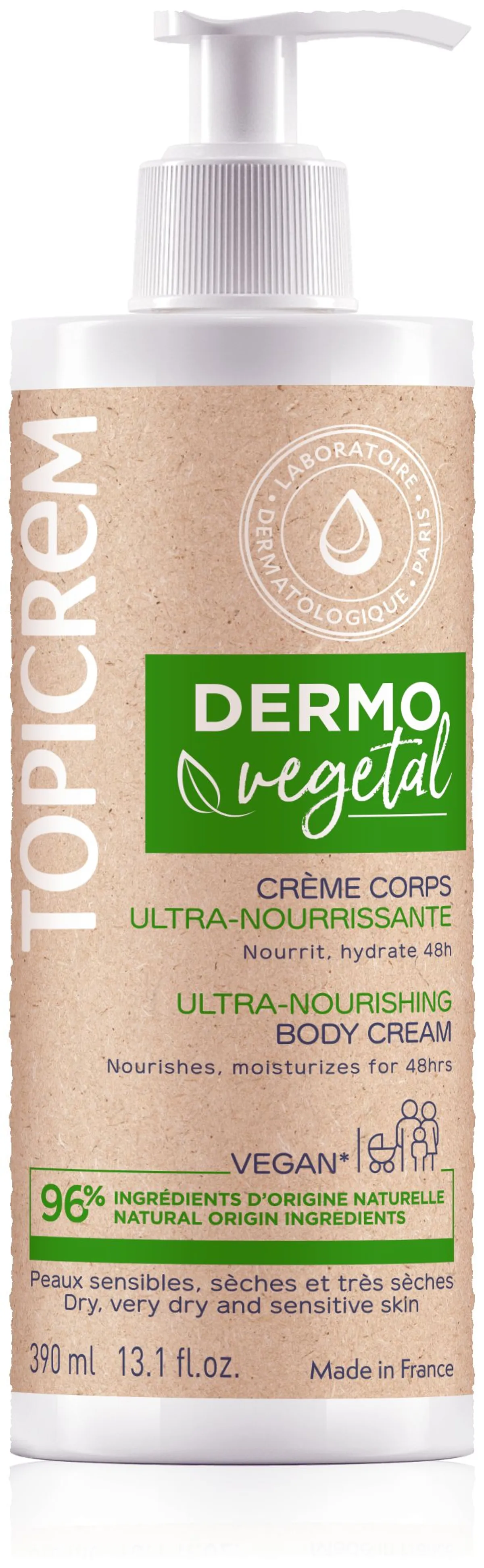 Topicrem Dermovegetal Crème Nourrissante Corps 390ml