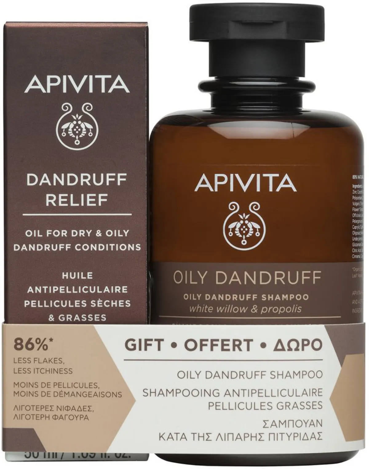 Apivita Dry Dandruff Antiroosshampoo 250 ml + Gratis Antiroosolie 50 ml