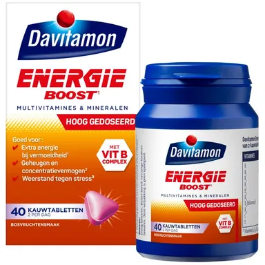 Davitamon Energy Boost Rode Vruchten 40 Kauwtabletten