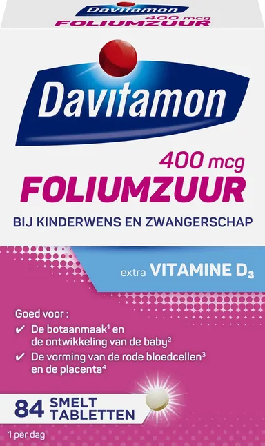Davitamon Foliumzuur + Vitamine D 84 Tabletten