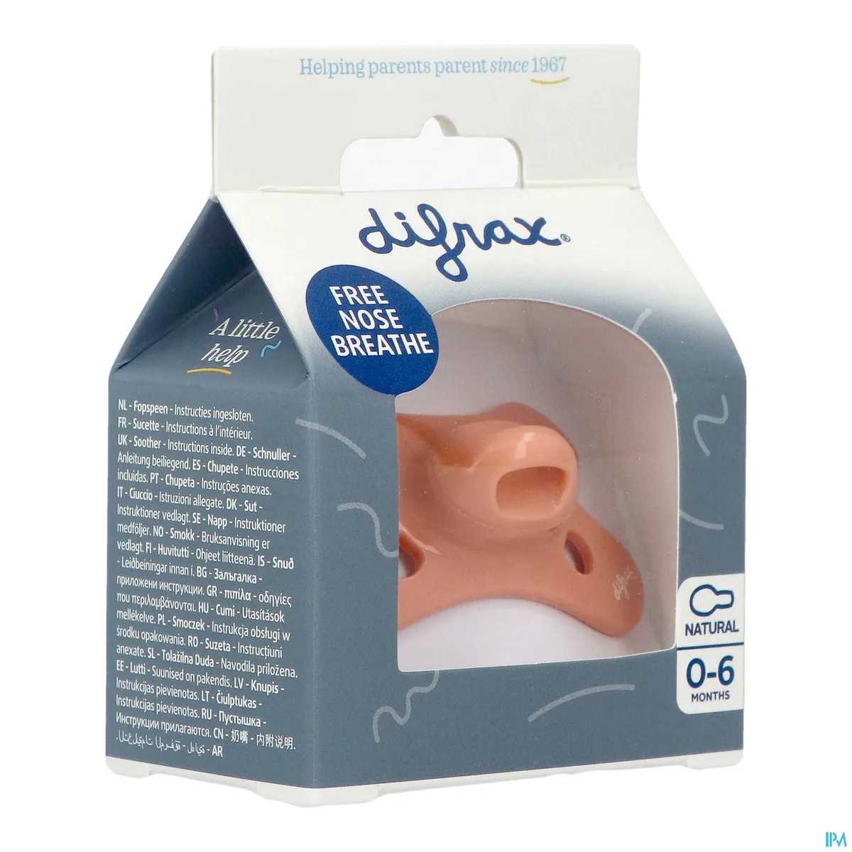 Difrax Fopspeen Natural 0- 6 m Peachy