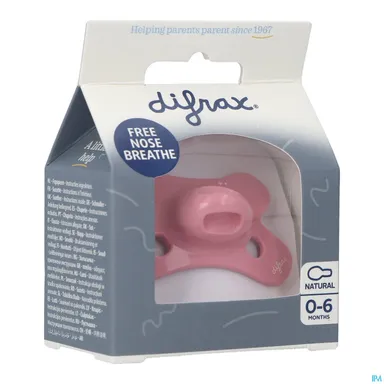 Difrax Fopspeen Natural 0- 6 m Raspberry