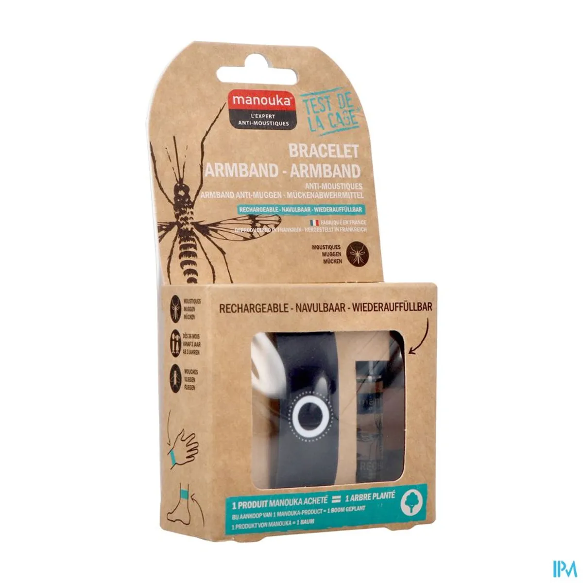 Manouka Bracelet Anti-Moustiques Uni Noir