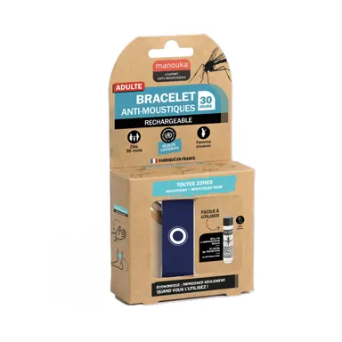 Manouka Bracelet Anti-Moustiques Uni Bleu Marine