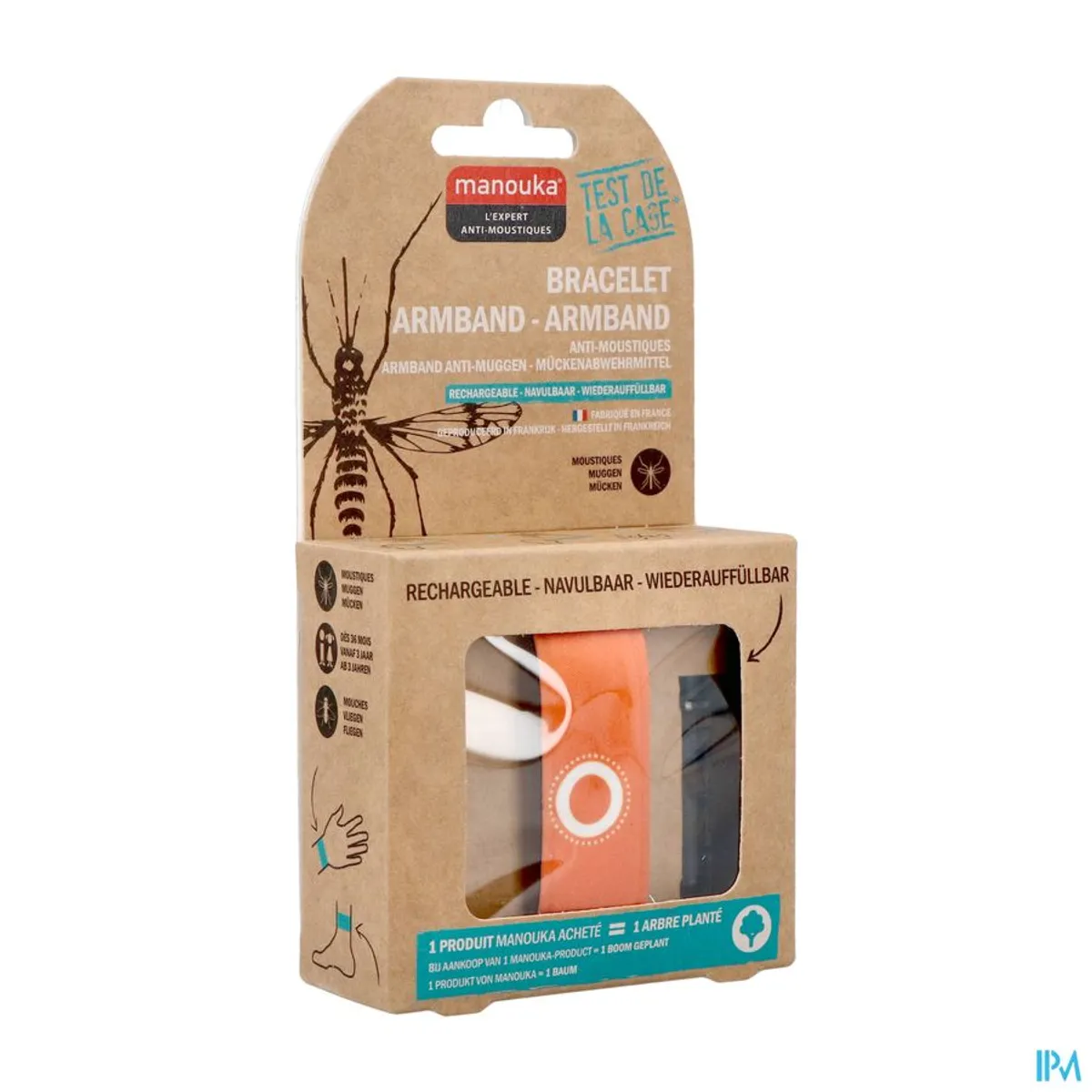 Manouka Bracelet Anti-Moustiques Uni Orange