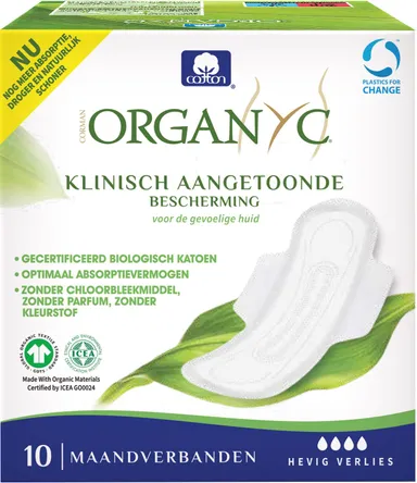 Organyc Maandverbanden Hevig Verlies Biokatoen 10 Maandverbanden