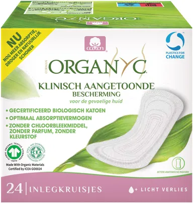 Organyc Inlegkruisjes Licht Verlies Pocket 24 Stuks