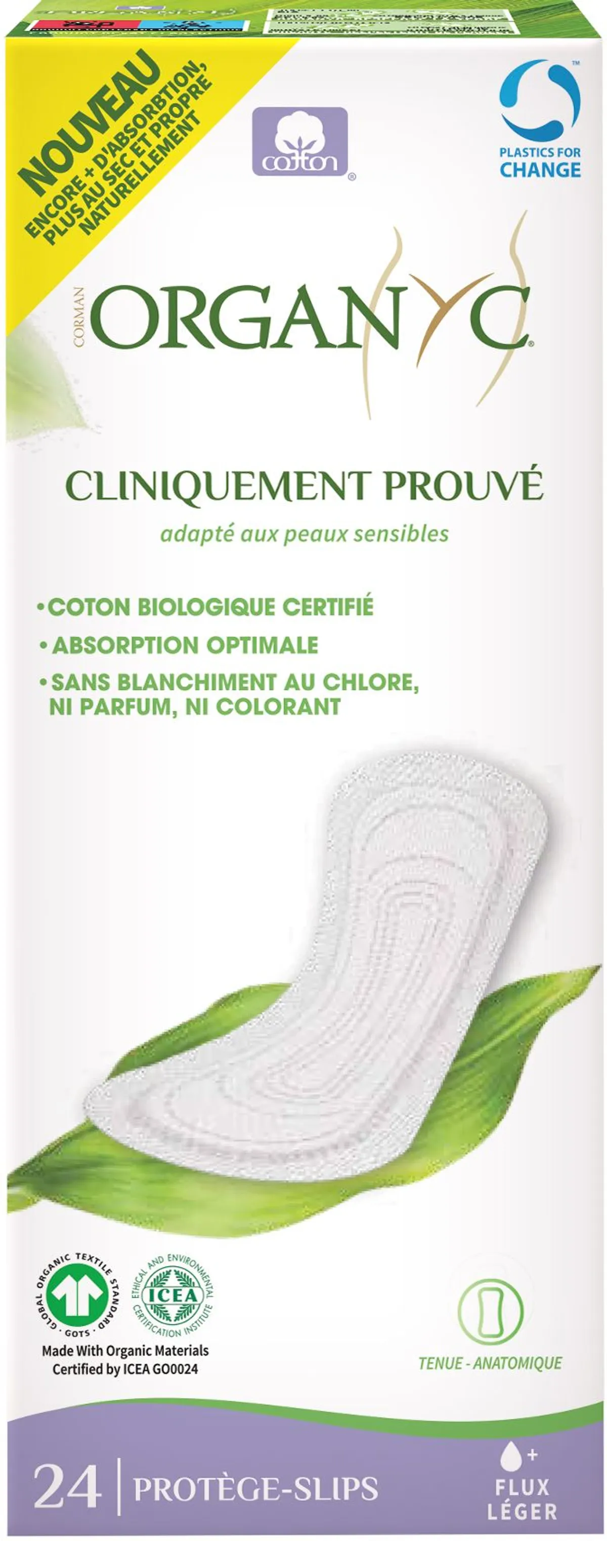 Organyc Protège-Slips Flux Très Léger 24 Pièces