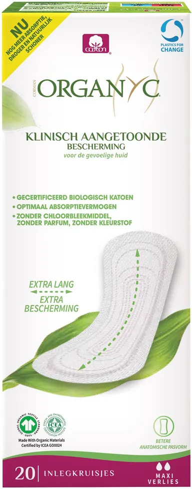 Organyc Inlegkruisjes Extra Lang Licht Verlies 20 Stuks
